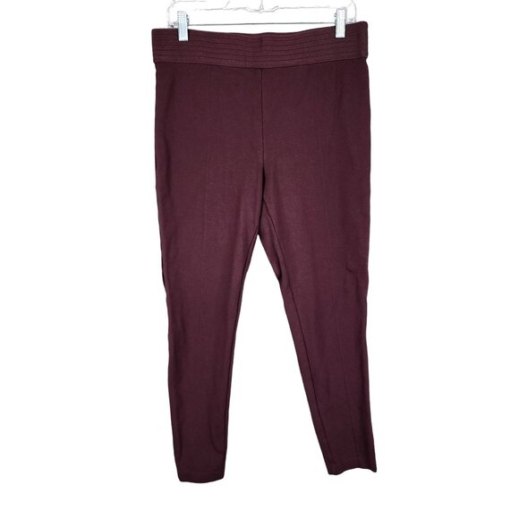 Womens Burgundy LOFT Stretch Pants Hi Rise Size L - Picture 1 of 12